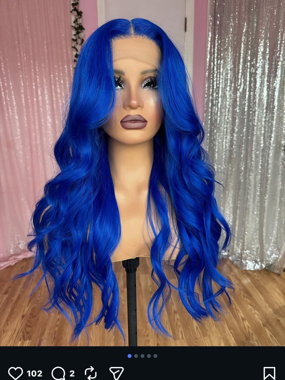 Vibrant Royal Blue Long Wave Lace Front Wig - Women Hair